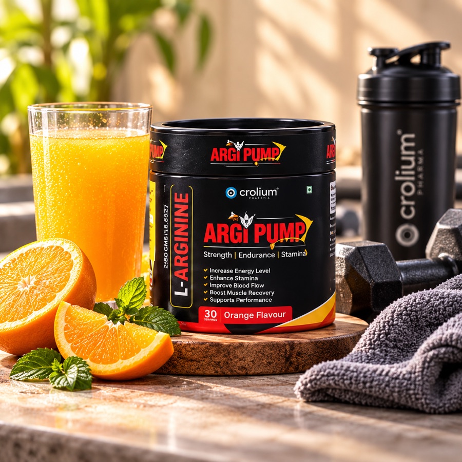Crolium Argi Pump product with orange and shaker