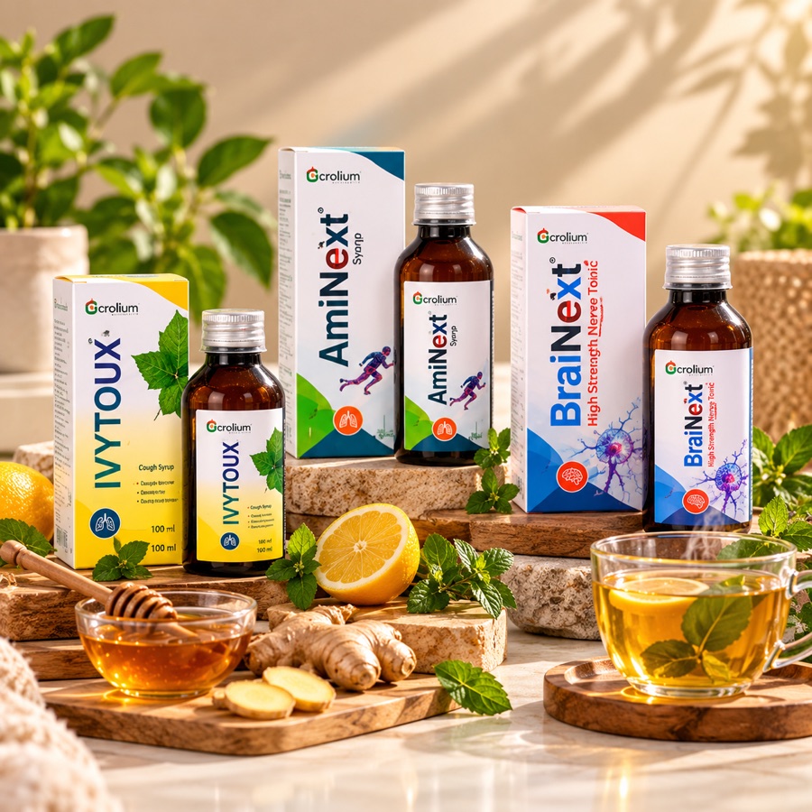 Crolium syrup products with citrus and botanical accents